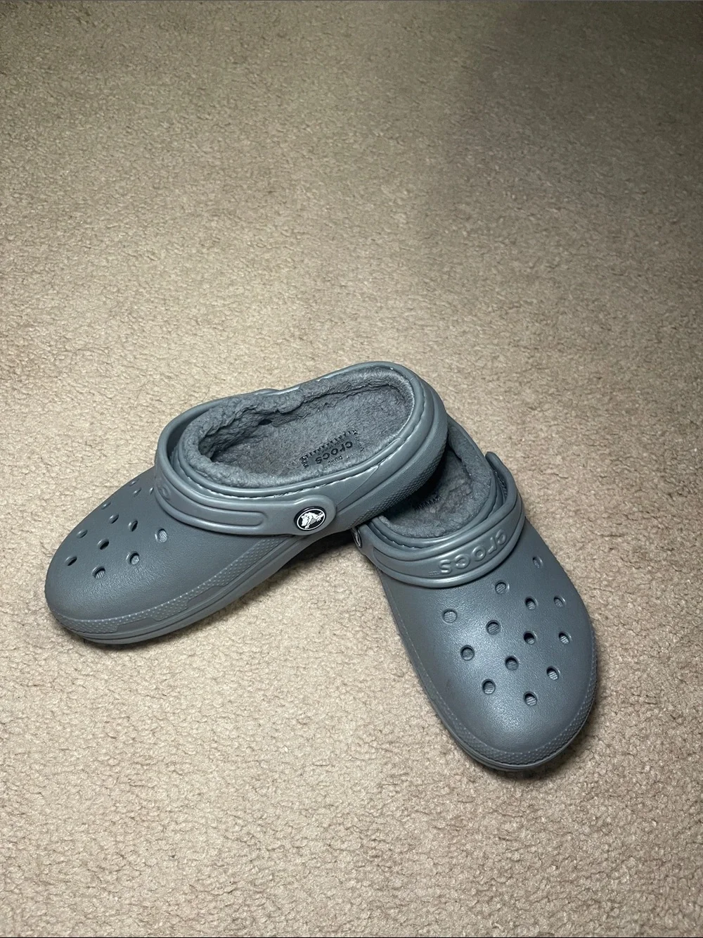 CROCS Kids Lined Clogs in Gray